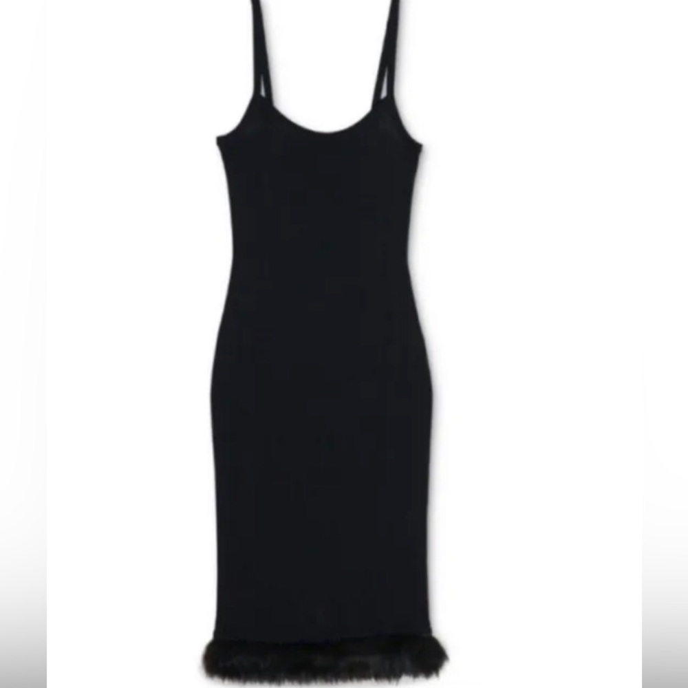 Danielle Bernstein Womens Sleeveless Mid-Calf Faux Fur Hem Sweater Dress Size M